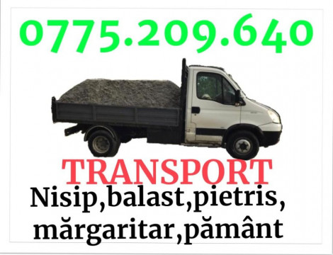 Nisip, pietriș, balastru, pământ negru, transport moloz
